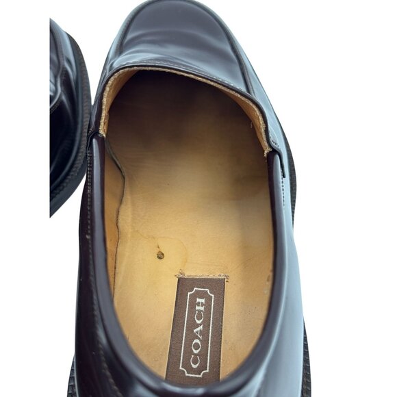 Coach Mens 12D Carson Slip-On Loafers Classic Dress Shoes Brown Leather Italy - Picture 11 of 16